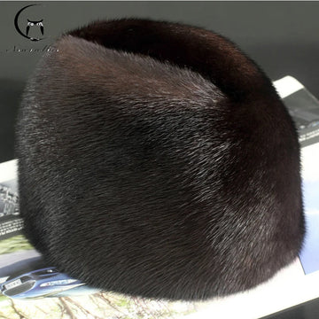 Men’s Winter Mink Fur Hat – Handmade Warm Gentleman Cap with Cotton & Polyester Lining