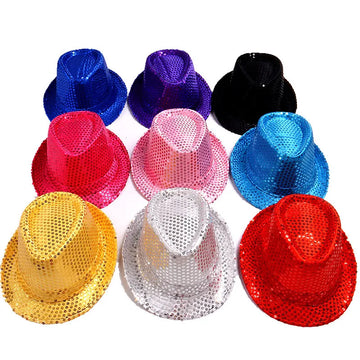 Adult & Kids Unisex Glitter Sequin Fedora Hat – Jazz Dance Party Costume Cap (2 Sizes)