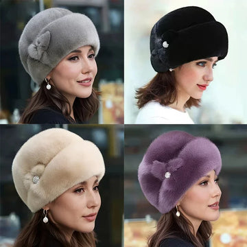 Women’s Warm Winter Hat – Thick Windproof Ear Protection, Versatile Style for Middle-Aged & Elderly