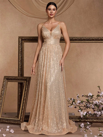 Women’s Elegant Backless Sequin Gown – 2025 Mermaid Evening Dress for Wedding, Party & Prom