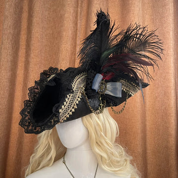Adult Pirate Captain Hat – Feather Royal Court Top Hat for Halloween, Christmas & Cosplay Parties