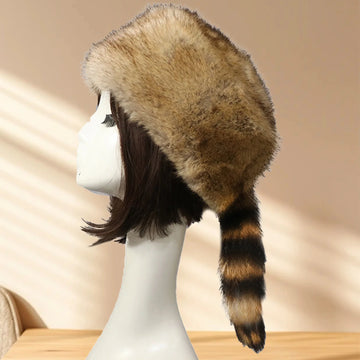 Women’s Russian Plush Winter Hat – Warm Thickened Flat Top Fur Cap