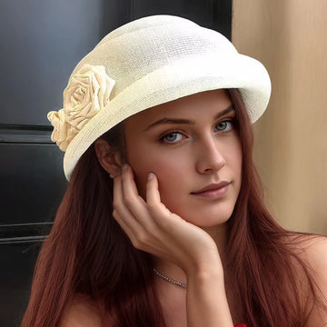 MAXSITI Women’s Autumn Fedora Hat – Elegant 3D Flower Design Fascinator Socialite Cap