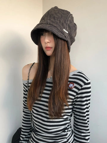 Women’s Retro American Fisherman Hat – Autumn Winter Beanie Cap for Street Style & Large Head Size