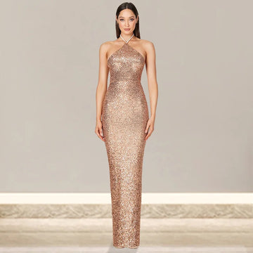 Elegant Split Sequin Evening Dress for Women
