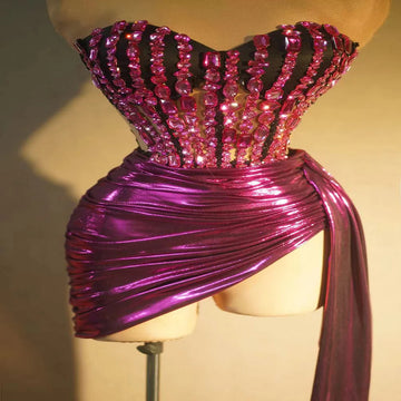 Short Pink Prom Dresses Pearls Beaded Sparkly Sequins