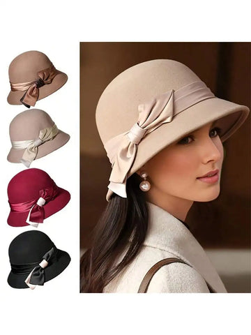 Women’s Autumn/Winter Wool Fisherman Hat – Trendy Japanese Retro Black Warm Pot Hat