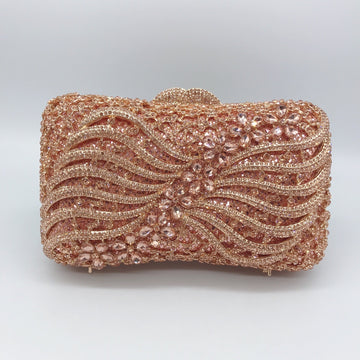 Bow Ribbon Diamond Evening Bag Hollow Rhinestone Banquet European And American Clutch - Blingy Bag LLC