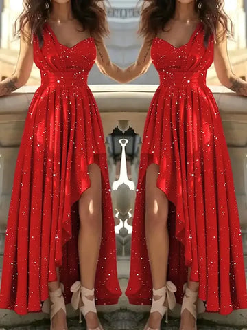 Women Evening Dresses Sexy Elegant Red Cocktail Party Chic Gala Graduation Luxury Formal Occasion Bridesmaid Gown Dress Clothes