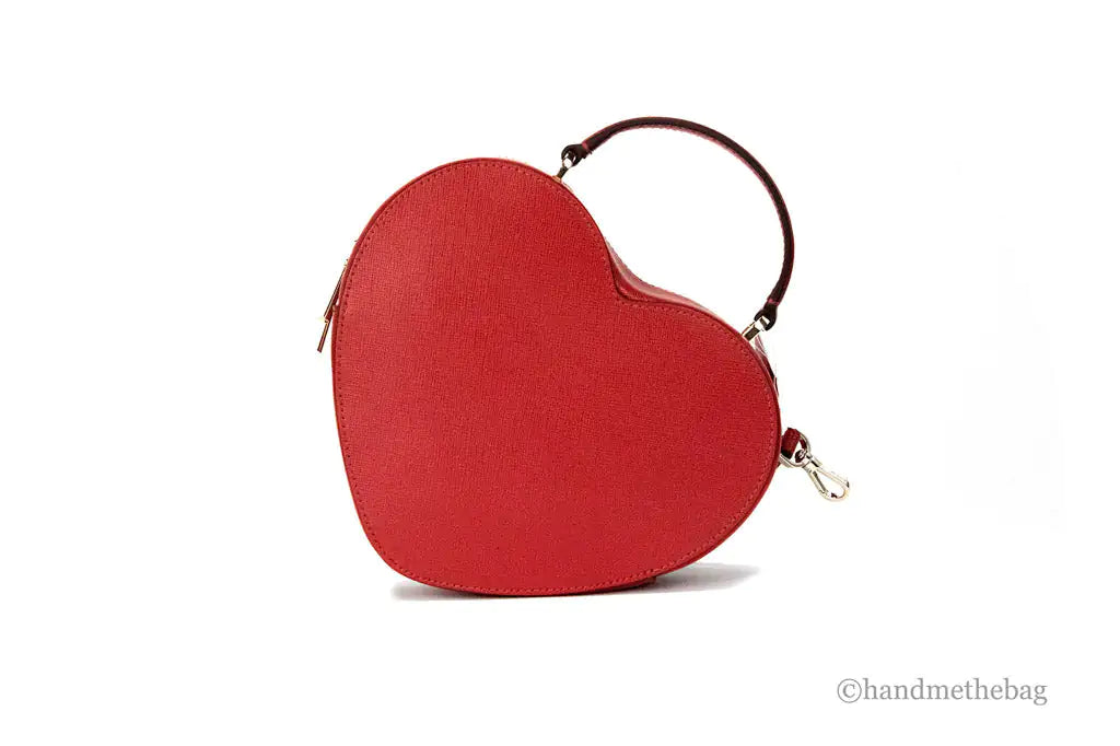 Kate Spade Love Shack Candied Cherry Saffiano Leather Top Handle Heart Crossbody Handbag - Blingy Bag LLC