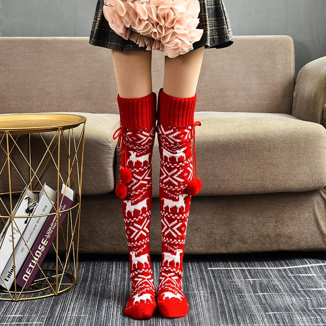 Christmas Knee Stockings Snowflake - Blingy Bag LLC