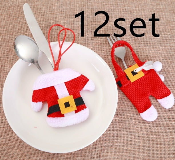 6 pcs New Year Holder Chirstmas Cutlery Knife Fork Cutlery Set Trousers Skirt Navidad Christmas Christmas Decorations for Home - Blingy Bag LLC