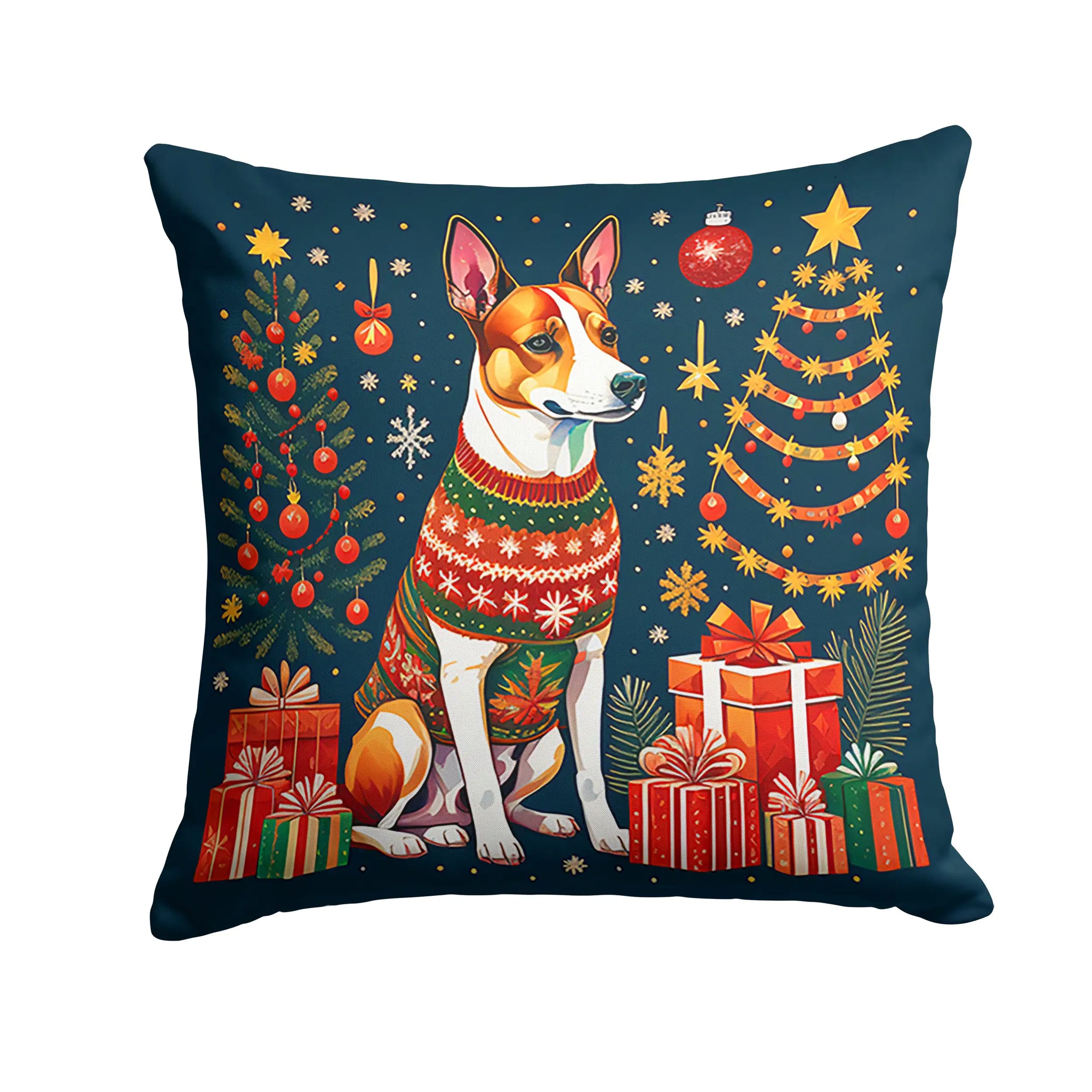 Basenji Christmas Throw Pillow - Blingy Bag LLC