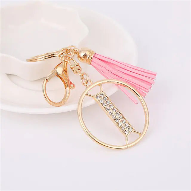 Rhinestones English Letter Alloy Keychain - Blingy Bag LLC