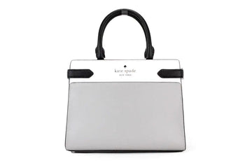 Kate Spade Staci Nimbus Grey Medium Saffiano Leather Crossbody Satchel Handbag - Blingy Bag LLC