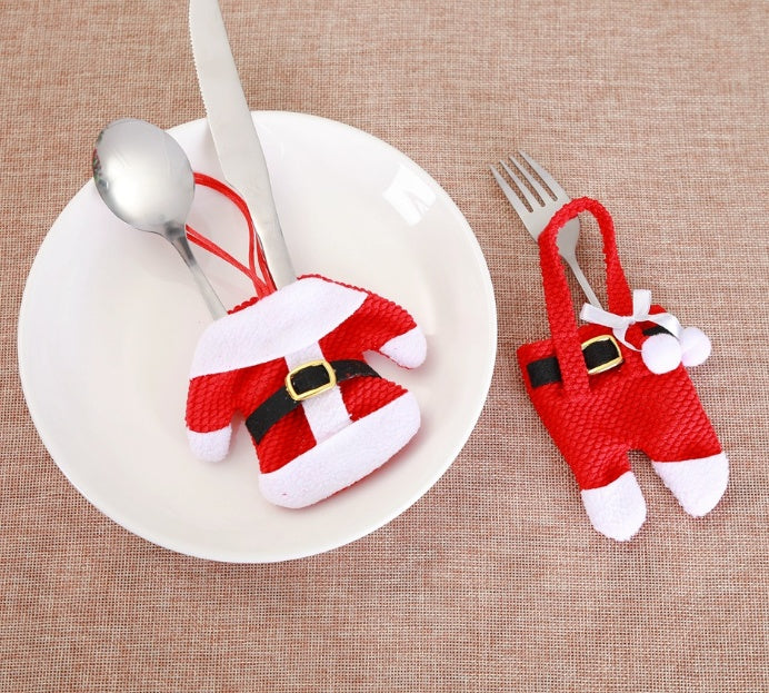 6 pcs New Year Holder Chirstmas Cutlery Knife Fork Cutlery Set Trousers Skirt Navidad Christmas Christmas Decorations for Home - Blingy Bag LLC