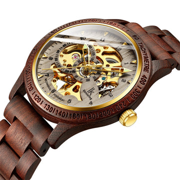 Classic Wooden Men's Mechanical Watch - Blingy Bag LLC