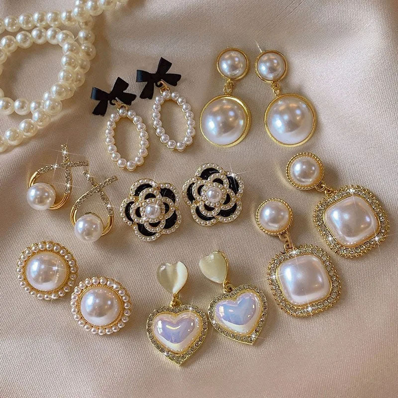 Jewelry CC Style Pearl Vintage Earrings - Blingy Bag LLC