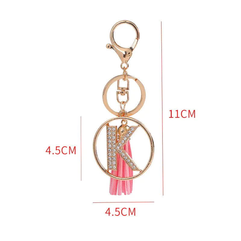Rhinestones English Letter Alloy Keychain - Blingy Bag LLC