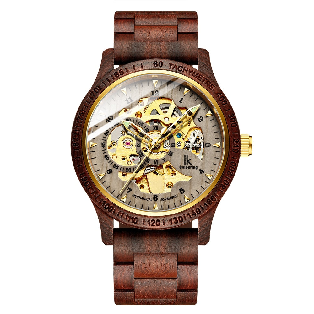 Classic Wooden Men's Mechanical Watch - Blingy Bag LLC