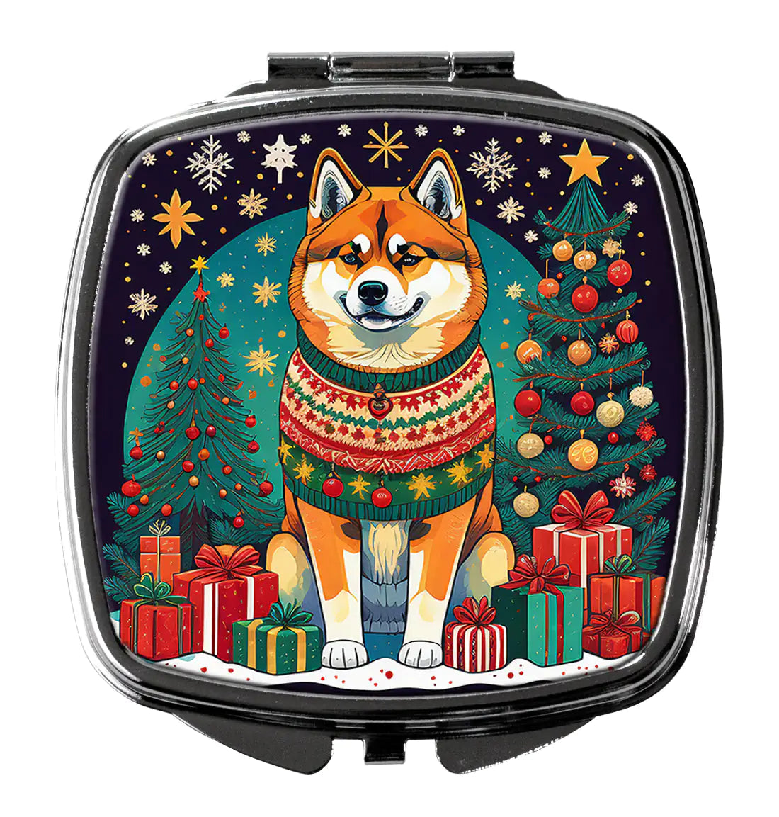 Akita Christmas Compact Mirror - Blingy Bag LLC