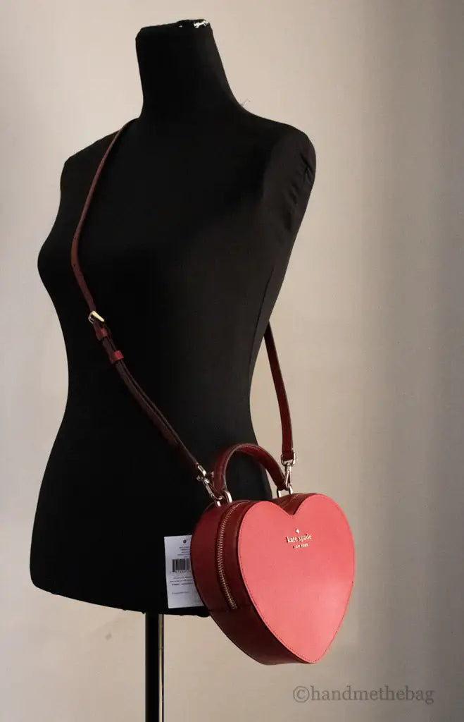 Kate Spade Love Shack Candied Cherry Saffiano Leather Top Handle Heart Crossbody Handbag - Blingy Bag LLC