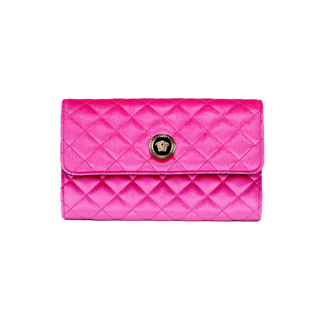 Versace Medusa Fuchsia Soft Quilted Fabric Evening Crossbody Clutch - Blingy Bag LLC