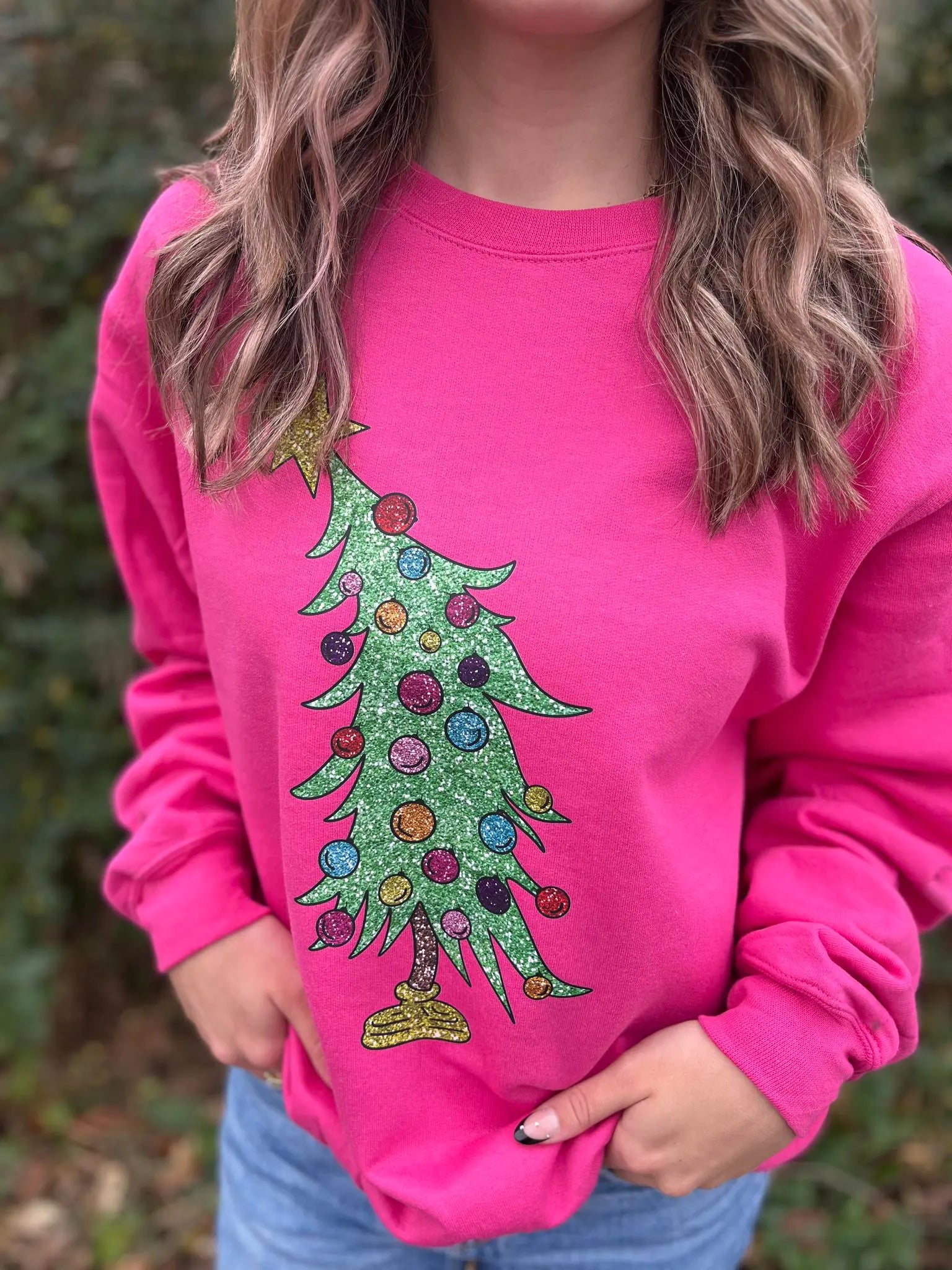 Glitter Christmas Tree Sweatshirt - Blingy Bag LLC