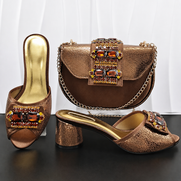 Embellished Heels & Diamond Oval Bag – Italian-Style Party Shoes