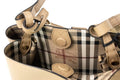 Burberry Lorne Small Camel Haymarket Check Leather Bucket Handbag - Blingy Bag LLC