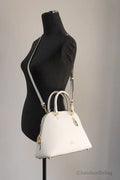 Coach (2553) Katy Medium Chalk Crossgrain Leather Satchel Dome Handbag - Blingy Bag LLC