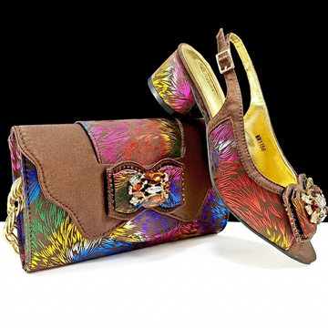 Pink Shoes & Bag Set – Women’s Elegant High Heels with Rhinestone Decoration