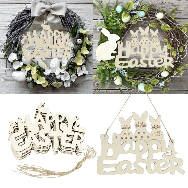 Happy Easter Wooden Plaque Sign - Blingy Bag LLC