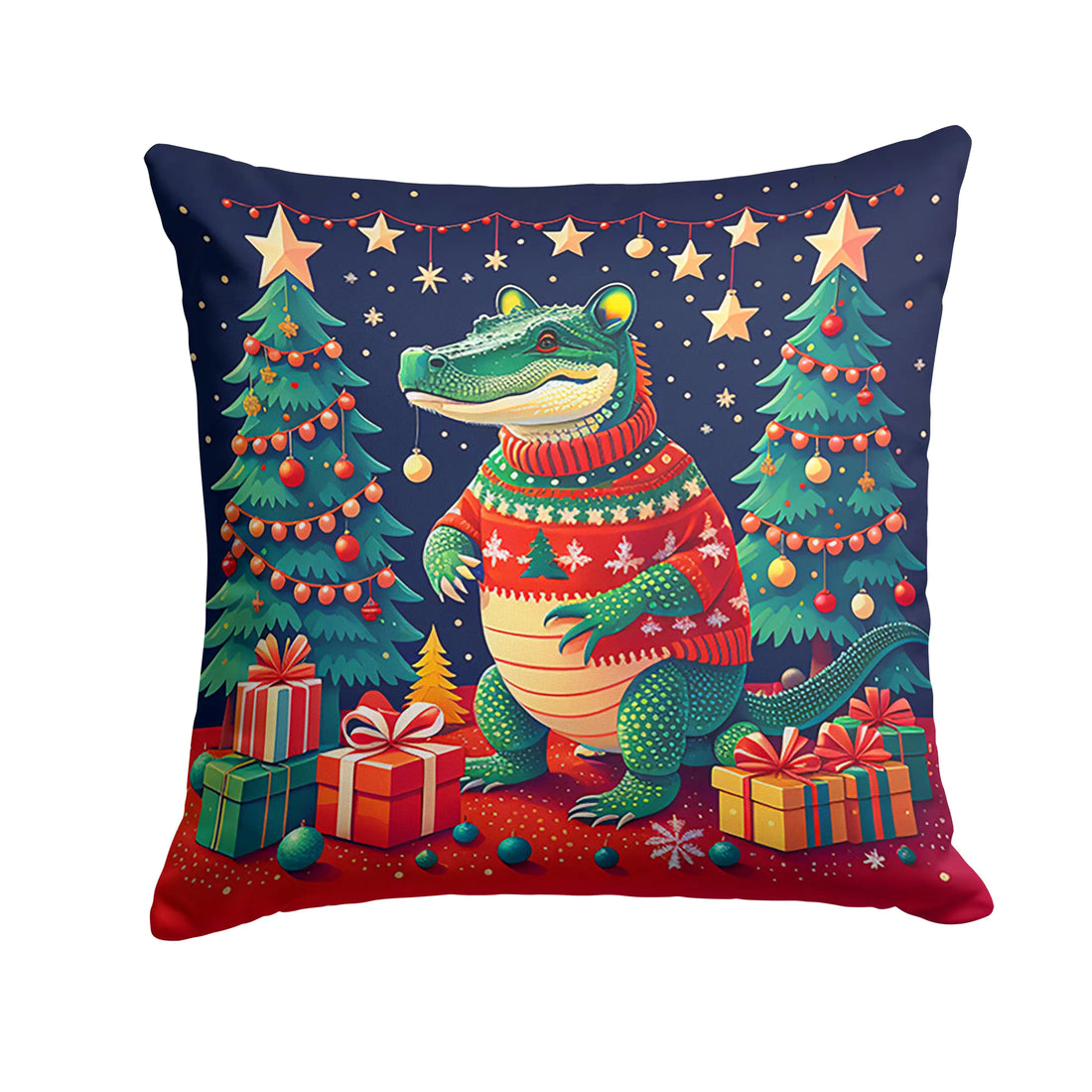 Alligator Christmas Throw Pillow - Blingy Bag LLC