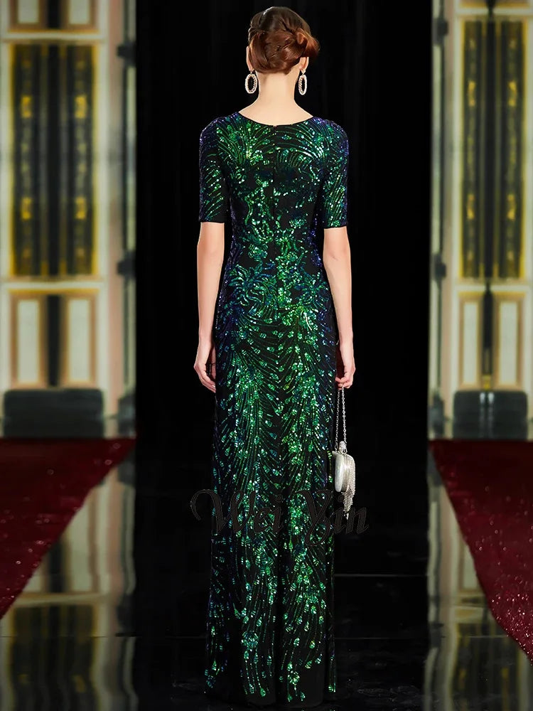 Green Mermaid Evening Dress - Blingy Bag LLC