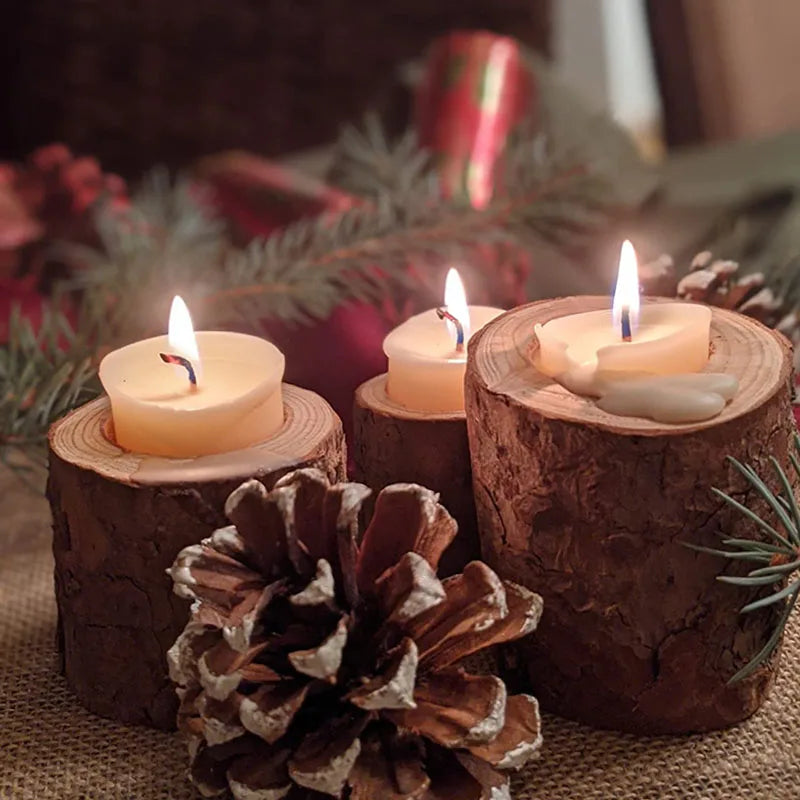 Wooden Round Candle Holder - Blingy Bag LLC