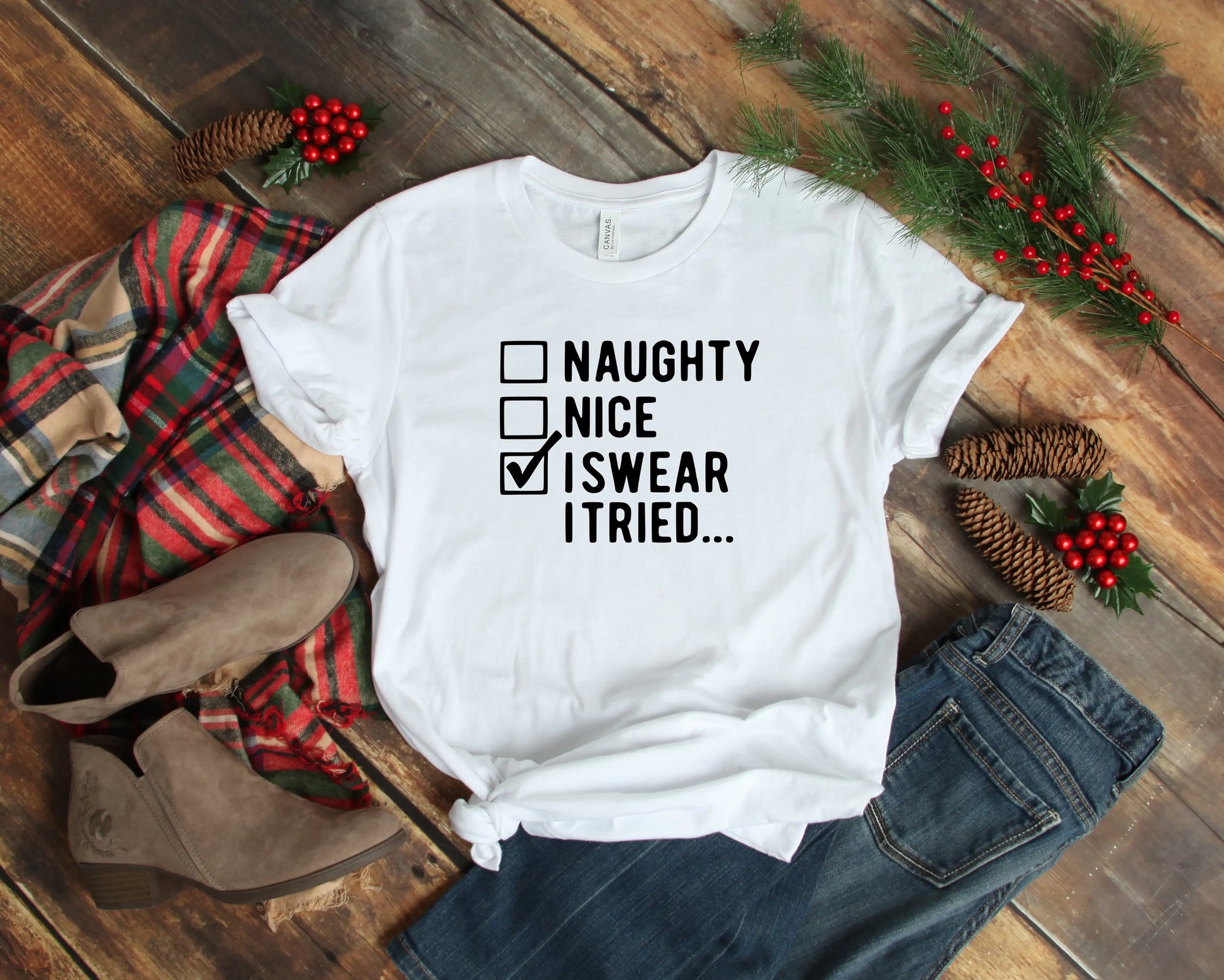 I Swear I Tried Shirt, Funny Christmas Shirts, Christmas Shirt - Blingy Bag LLC