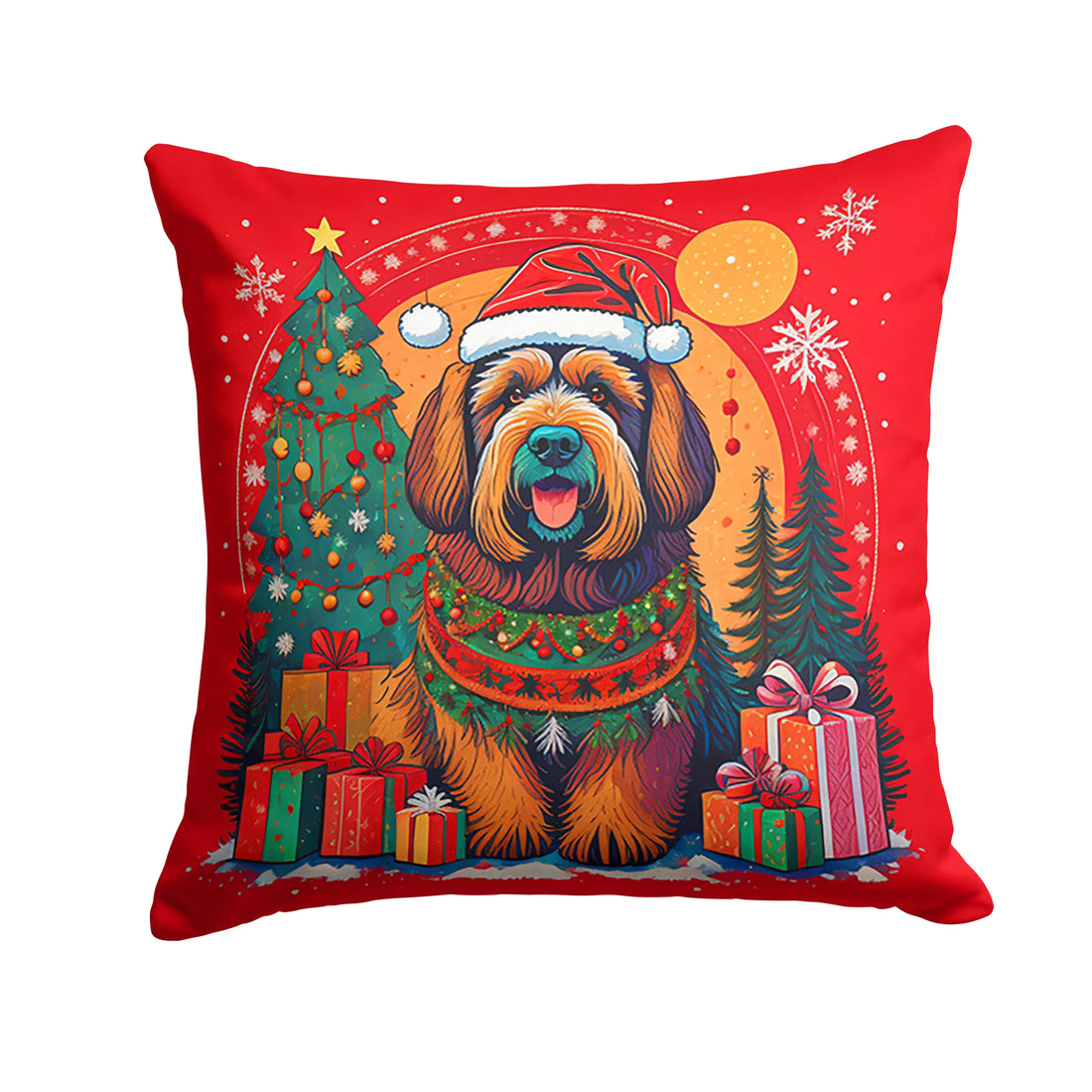 Briard Christmas Throw Pillow - Blingy Bag LLC