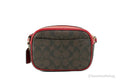 Coach Jamie Mini Brown Red Coated Canvas Camera Crossbody Handbag - Blingy Bag LLC