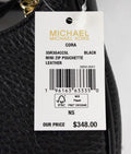 Michael Kors Cora Mini Black Pebbled Leather Zip Pouchette Crossbody Handbag - Blingy Bag LLC