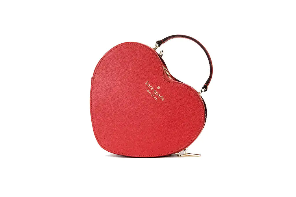 Kate Spade Love Shack Candied Cherry Saffiano Leather Top Handle Heart Crossbody Handbag - Blingy Bag LLC