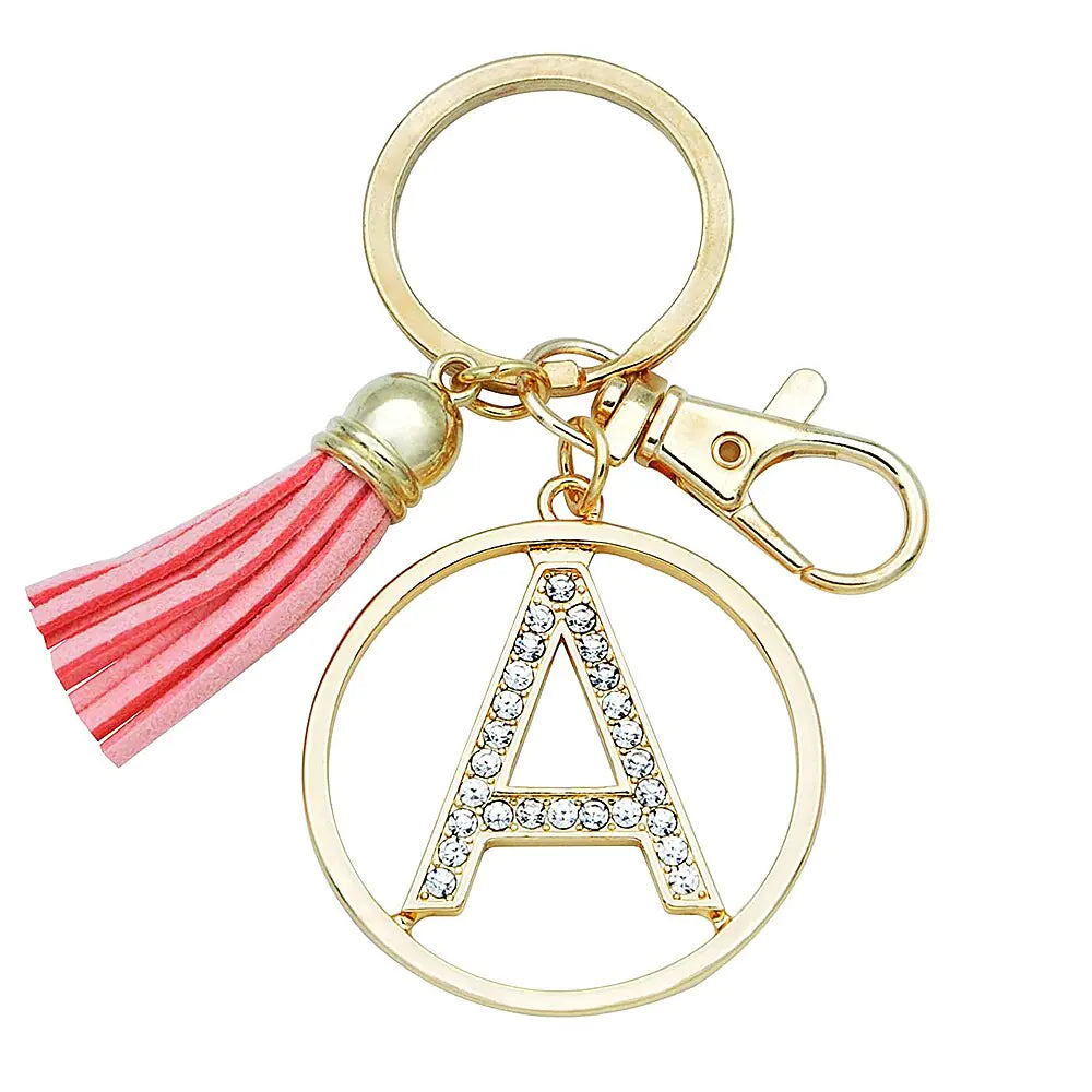 Rhinestones English Letter Alloy Keychain - Blingy Bag LLC