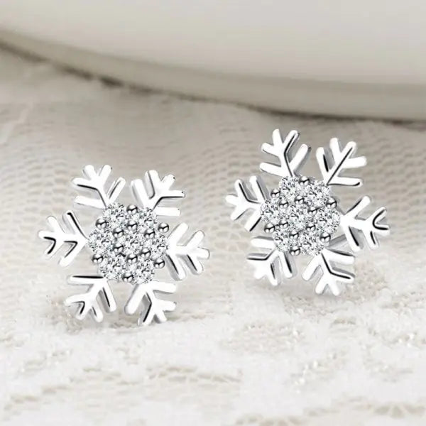 Christmas Snowflake Stud Earrings - Blingy Bag LLC