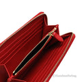 Burberry Elmore Red Branded Embossed Leather Continental Clutch Wallet - Blingy Bag LLC