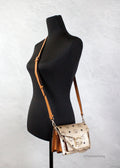 MCM Berlin Gold Leather Mini Flap Lock Crossbody Handbag - Blingy Bag LLC