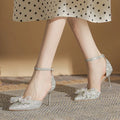 Elegant Silver Bowtie High Heels - Blingy Bag LLC