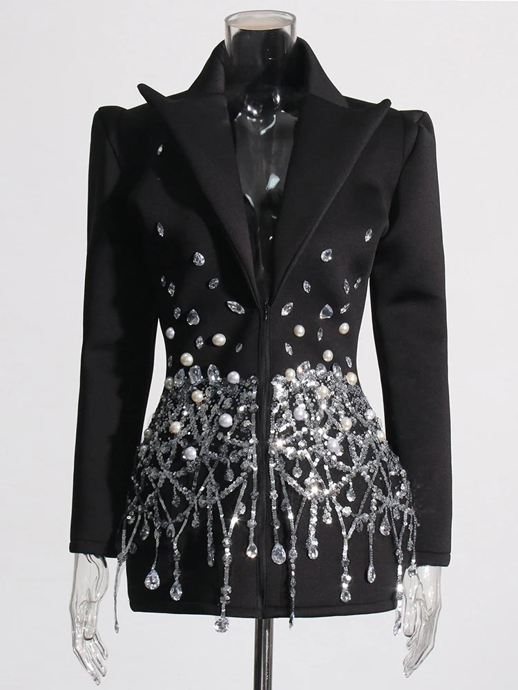 Spliced Diamonds Lapel Dress - Blingy Bag LLC