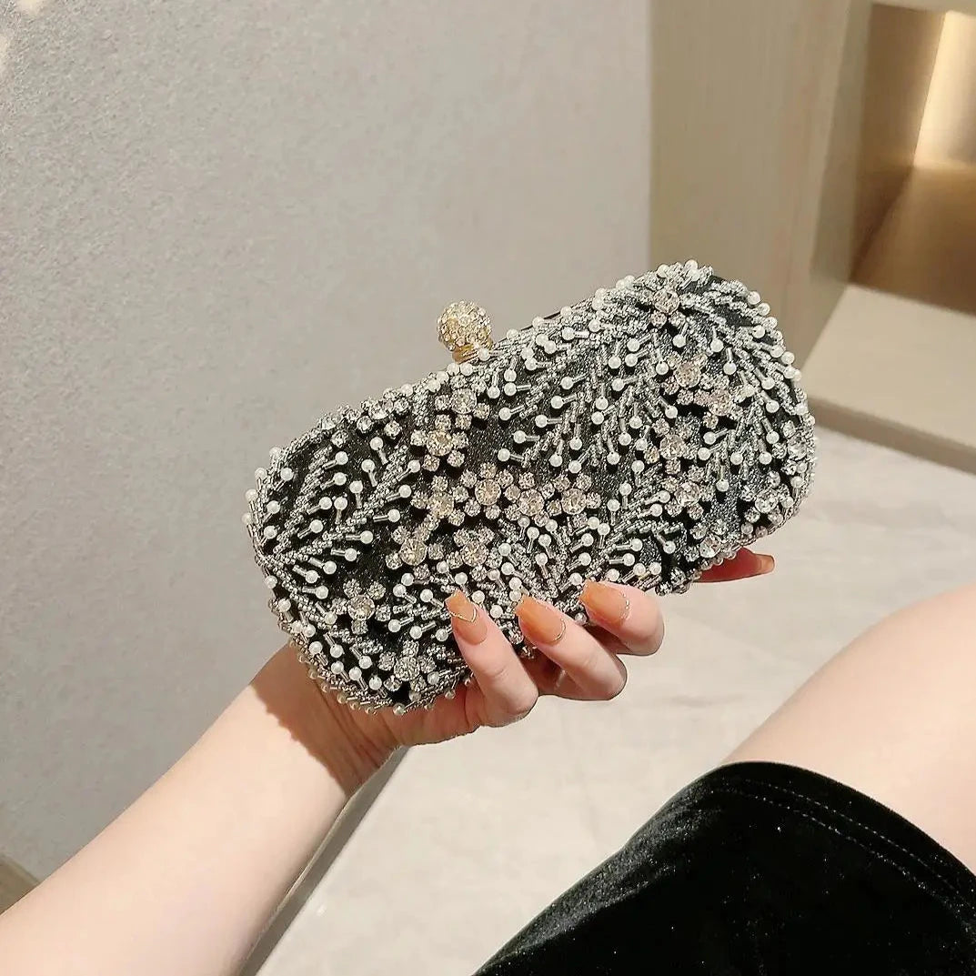 Dazzling Flower Pearl Clutch - Blingy Bag LLC