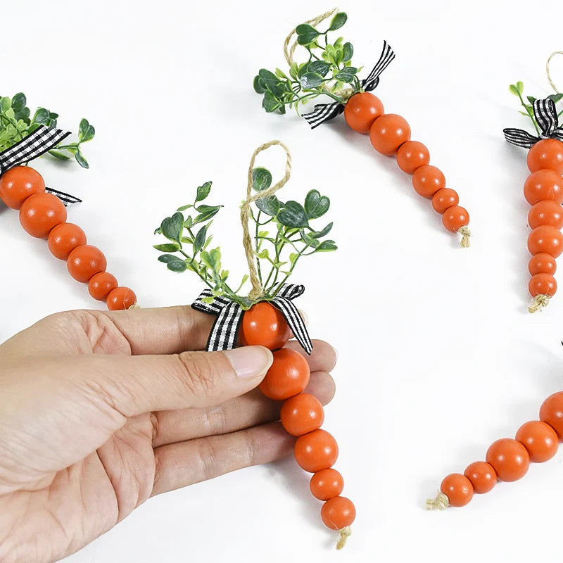 Easter Wood Carrot Bead - Blingy Bag LLC