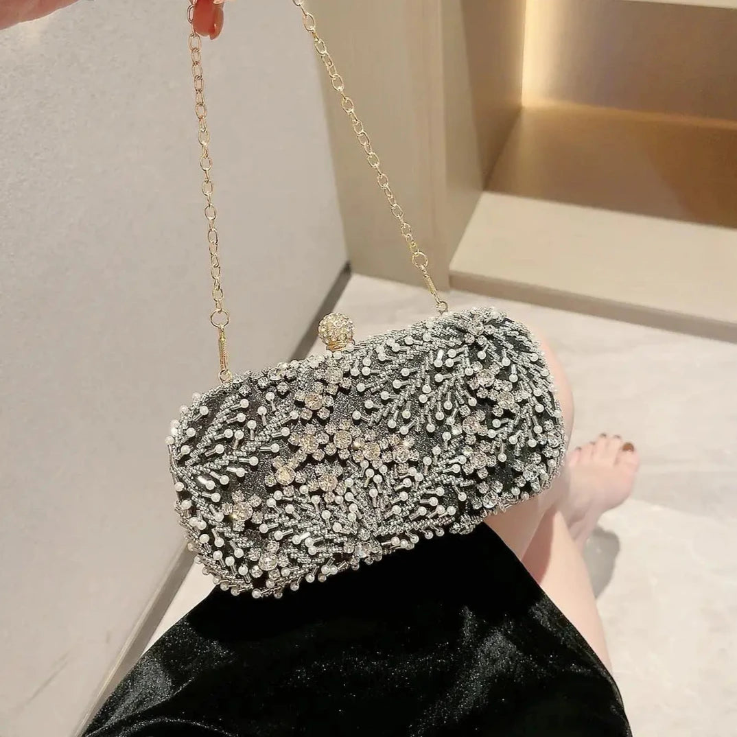 Dazzling Flower Pearl Clutch - Blingy Bag LLC